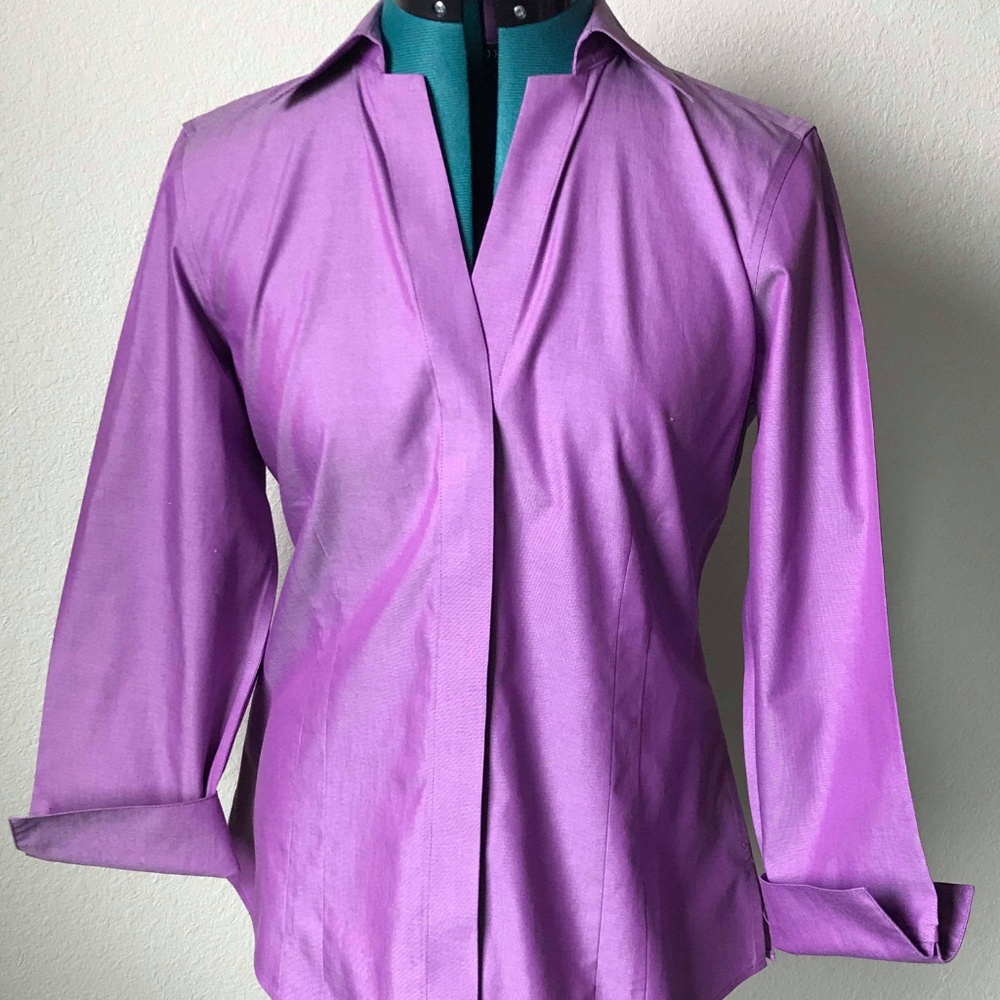 Foxcroft NWT purple orchid 3/4 sleeve top sz 10